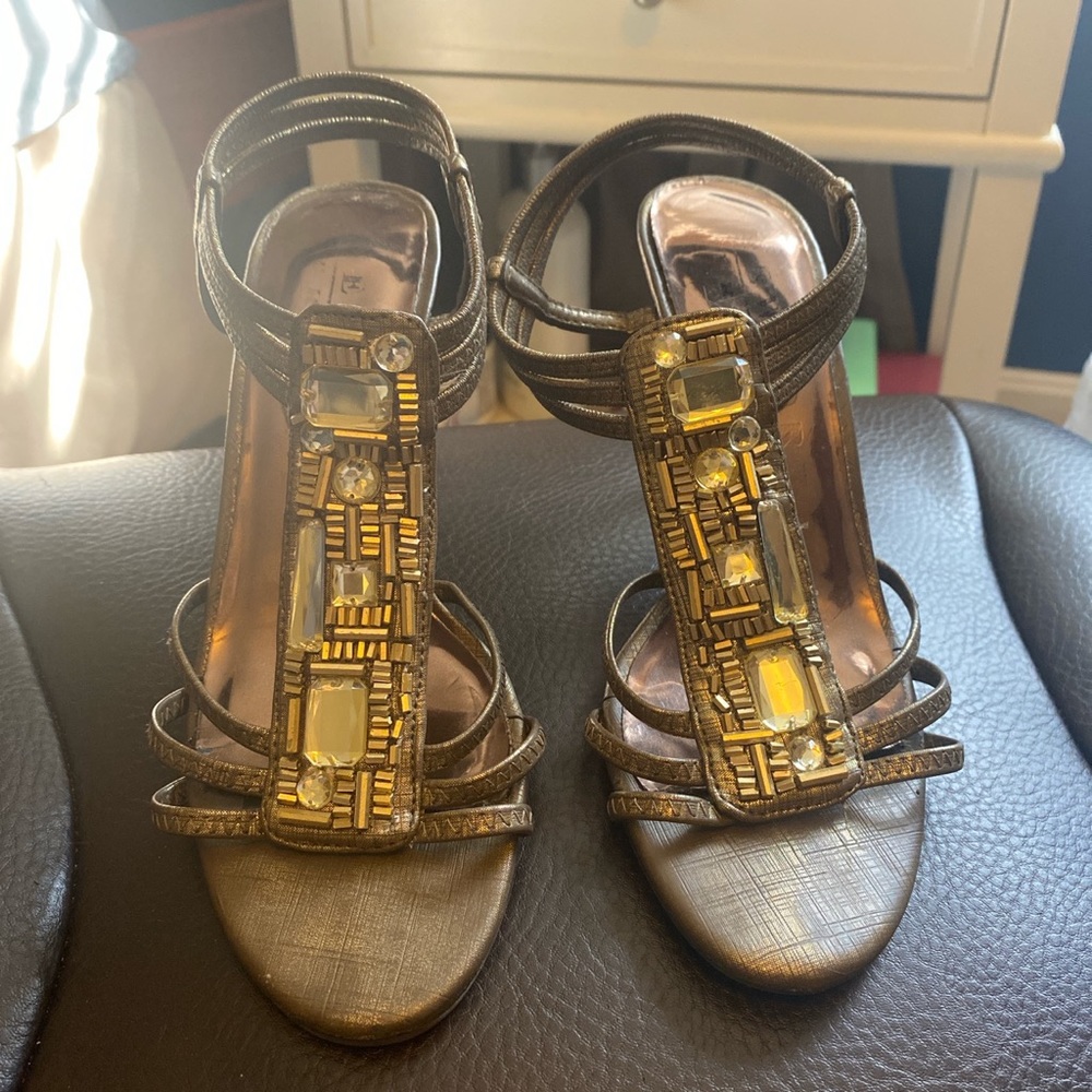 Gold high heels